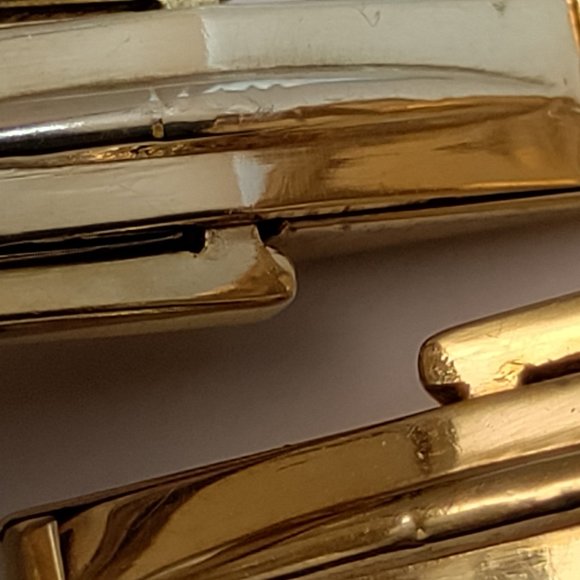 1950's Wood Design 14k Yellow Gold 585 Chrysoprase Cufflinks 14.7g - Picture 7 of 9